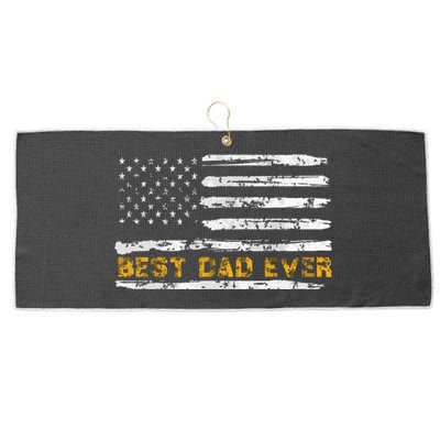 Fathers Day Best Dad Ever With US American Flag Large Microfiber Waffle Golf Towel