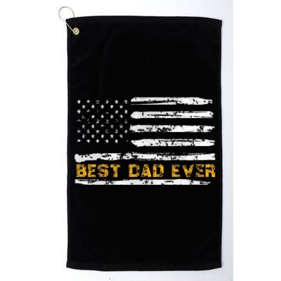 Fathers Day Best Dad Ever With US American Flag Platinum Collection Golf Towel