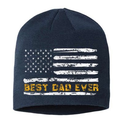 Fathers Day Best Dad Ever With US American Flag Sustainable Beanie