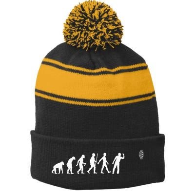 Funny Dart Bullseye Dartboard Team Players Stripe Pom Pom Beanie
