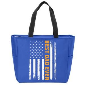 Father's Day Best Dad Ever With Us American Flag Cool Gift Zip Tote Bag