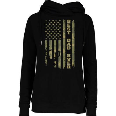 FatherS Day Best Dad Ever Vintage Camo Usa Flag Deer Hunter Womens Funnel Neck Pullover Hood