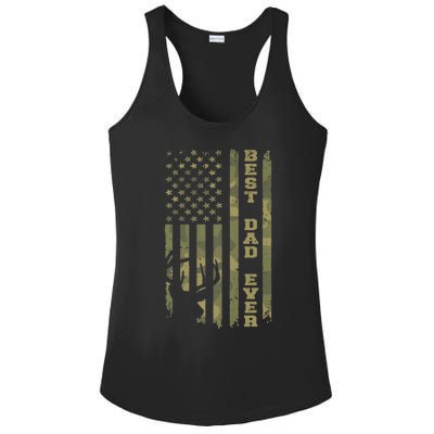 FatherS Day Best Dad Ever Vintage Camo Usa Flag Deer Hunter Ladies PosiCharge Competitor Racerback Tank