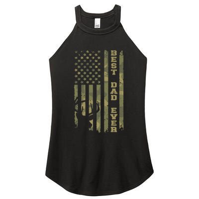 FatherS Day Best Dad Ever Vintage Camo Usa Flag Deer Hunter Women's Perfect Tri Rocker Tank