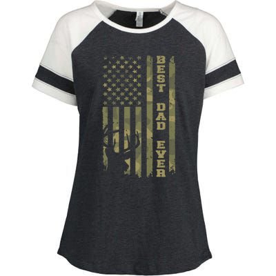 FatherS Day Best Dad Ever Vintage Camo Usa Flag Deer Hunter Enza Ladies Jersey Colorblock Tee