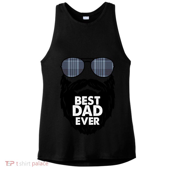Father's Day Best Dad Ever Funny Beard Glasses Gift For Father Ladies PosiCharge Tri-Blend Wicking Tank