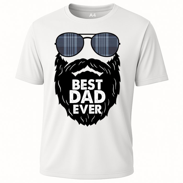 Father's Day Best Dad Ever Funny Beard Glasses Gift For Father Cooling Performance Crew T-Shirt