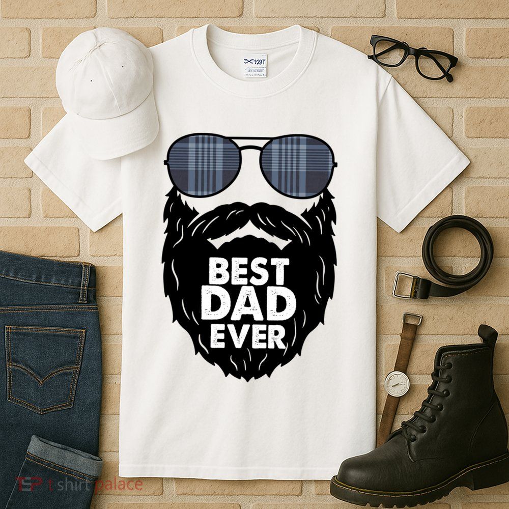 Father's Day Best Dad Ever Funny Beard Glasses Gift For Father Tall T-Shirt