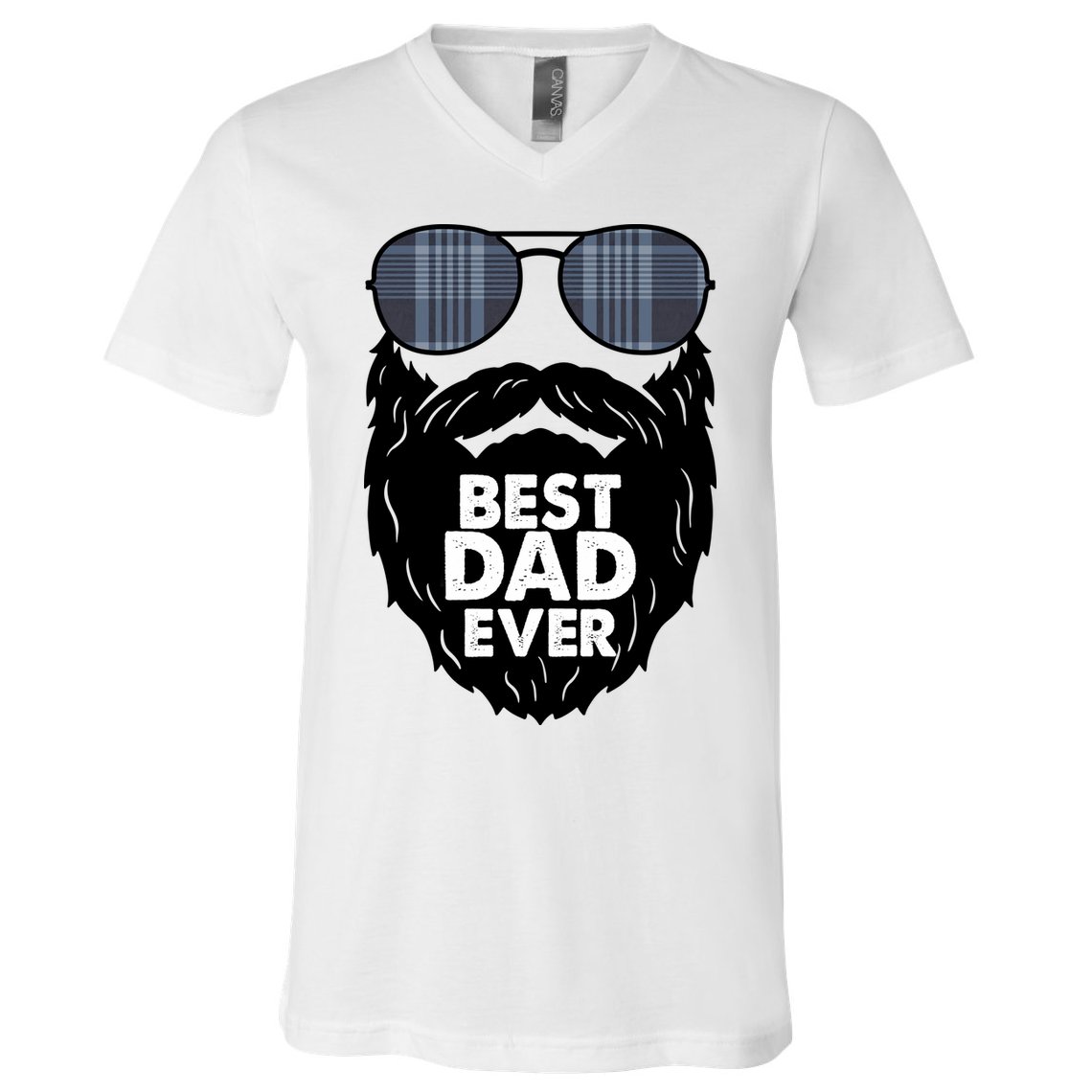 Father's Day Best Dad Ever Funny Beard Glasses Gift For Father V-Neck T-Shirt
