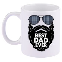Father's Day Best Dad Ever Funny Beard Glasses Gift For Father 11oz C Handle Ceramic Mug