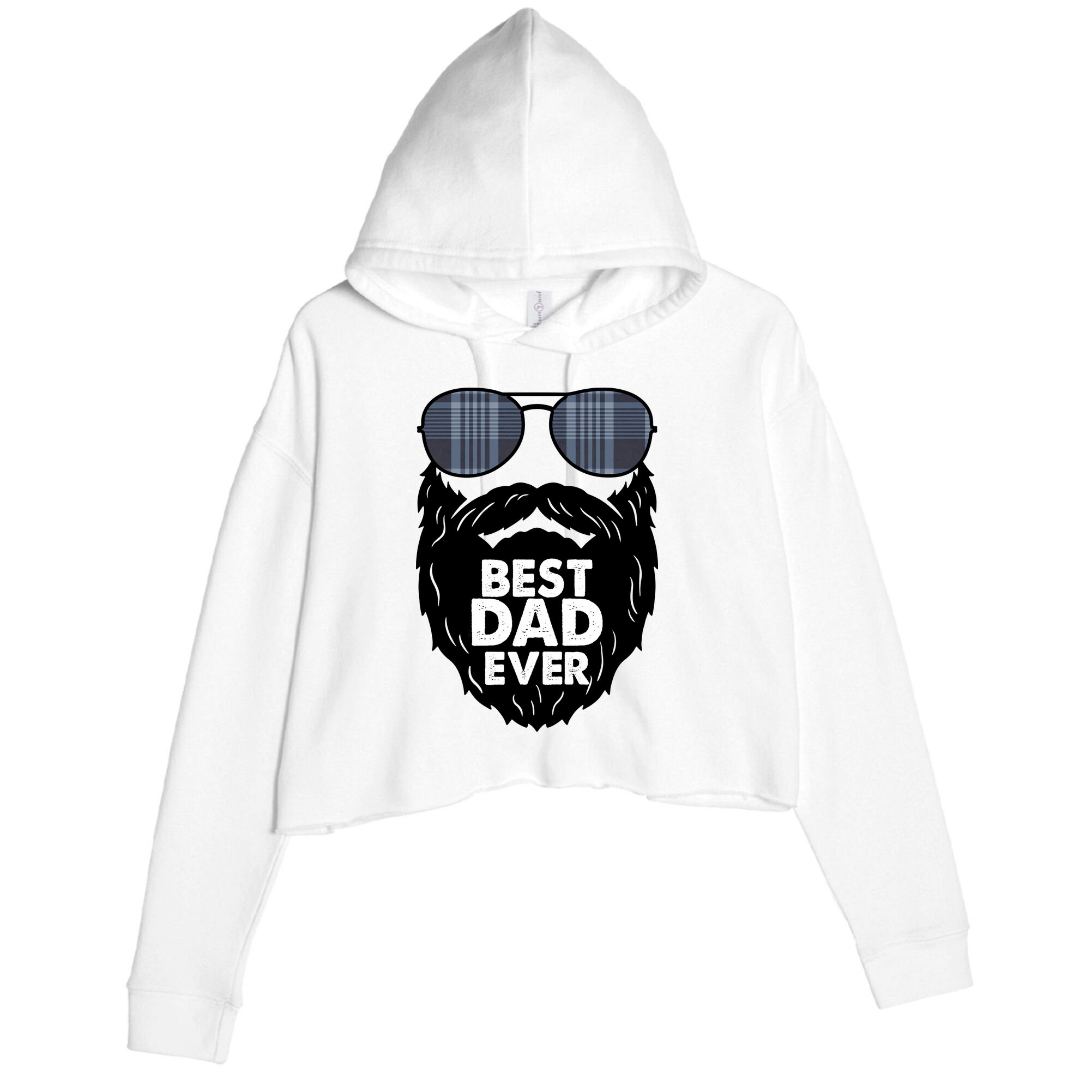Father's Day Best Dad Ever Funny Beard Glasses Gift For Father Crop Fleece Hoodie