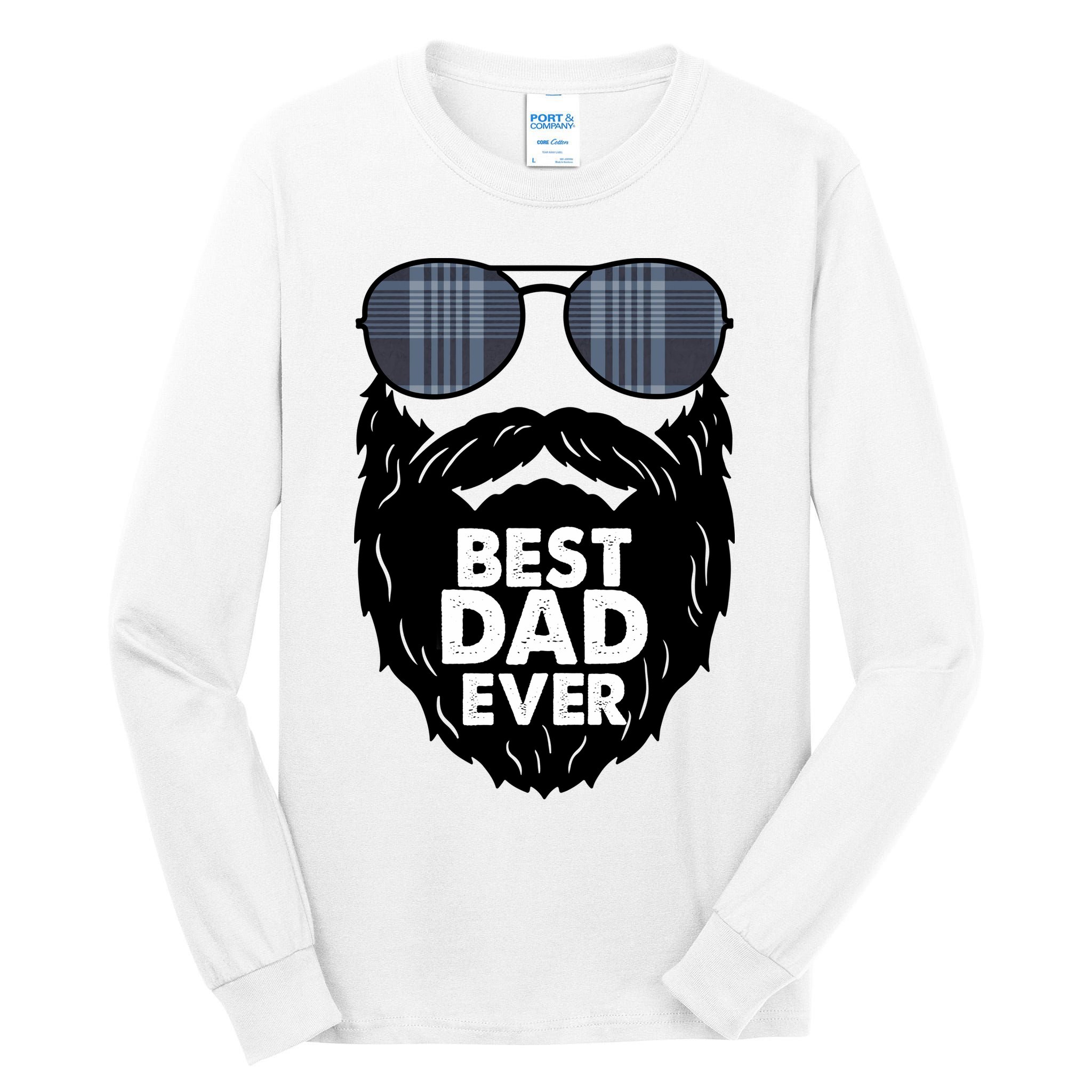 Father's Day Best Dad Ever Funny Beard Glasses Gift For Father Tall Long Sleeve T-Shirt