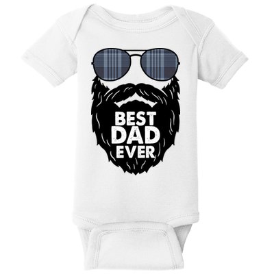 Father's Day Best Dad Ever Funny Beard Glasses Gift For Father Baby Bodysuit