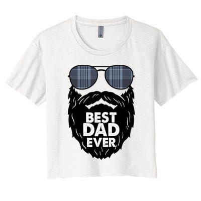 Father's Day Best Dad Ever Funny Beard Glasses Gift For Father Crop Top