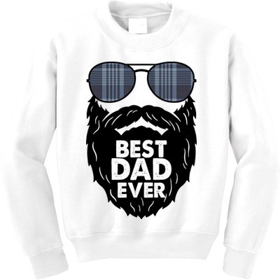 Father's Day Best Dad Ever Funny Beard Glasses Gift For Father Kids Sweatshirt