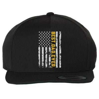 Father's Day Best Dad Ever With Us American Flag Great Gift Wool Snapback Cap