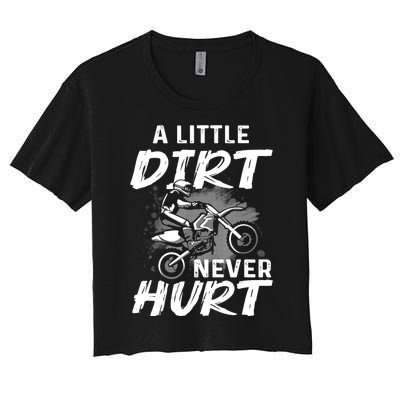 Funny Dirt Bike Gift For Boys Motorcycle Motocross Biker Women's Crop Top Tee