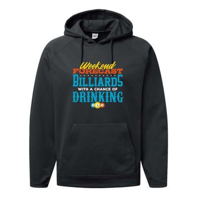 Father's Day Billiards With A Chance Of Drinking Gift For Dad Performance Fleece Hoodie