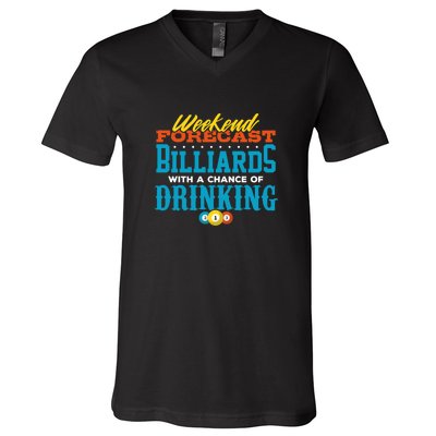 Father's Day Billiards With A Chance Of Drinking Gift For Dad V-Neck T-Shirt