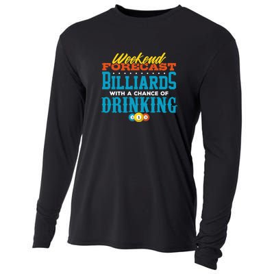 Father's Day Billiards With A Chance Of Drinking Gift For Dad Cooling Performance Long Sleeve Crew