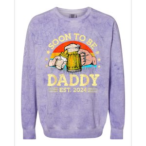 FatherS Day Beer Soon To Be Daddy 2024 First Colorblast Crewneck Sweatshirt