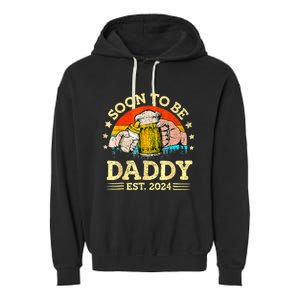 FatherS Day Beer Soon To Be Daddy 2024 First Garment-Dyed Fleece Hoodie