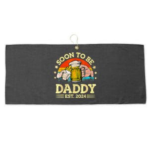 FatherS Day Beer Soon To Be Daddy 2024 First Large Microfiber Waffle Golf Towel