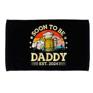 FatherS Day Beer Soon To Be Daddy 2024 First Microfiber Hand Towel