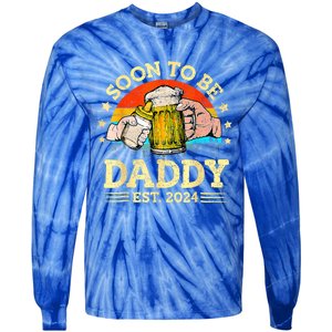 FatherS Day Beer Soon To Be Daddy 2024 First Tie-Dye Long Sleeve Shirt