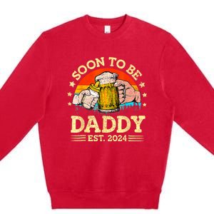 FatherS Day Beer Soon To Be Daddy 2024 First Premium Crewneck Sweatshirt