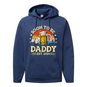 FatherS Day Beer Soon To Be Daddy 2024 First Performance Fleece Hoodie