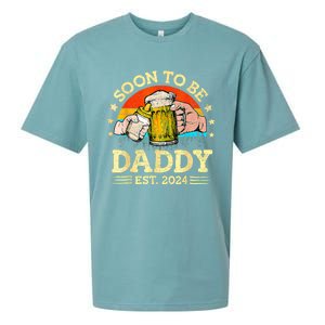 FatherS Day Beer Soon To Be Daddy 2024 First Sueded Cloud Jersey T-Shirt