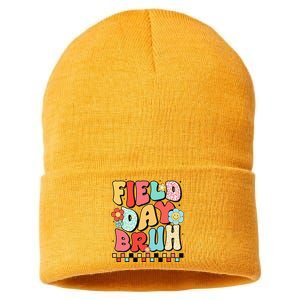 Field Day Bruh Groovy Funny Saying Field Day 2024 Teacher Sustainable Knit Beanie