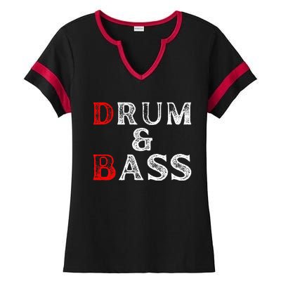 Funny Drum & Bass Rum & Ass Lovers Ladies Halftime Notch Neck Tee