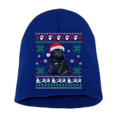 Funny Dog Black Pug Ugly Christmas Gift Short Acrylic Beanie