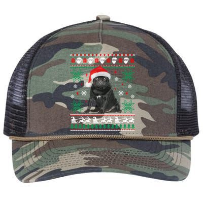 Funny Dog Black Pug Ugly Christmas Gift Retro Rope Trucker Hat Cap