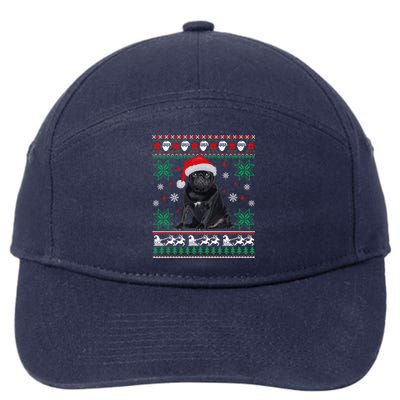 Funny Dog Black Pug Ugly Christmas Gift 7-Panel Snapback Hat