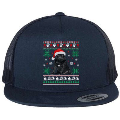 Funny Dog Black Pug Ugly Christmas Gift Flat Bill Trucker Hat