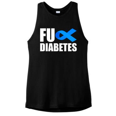 Fuck Diabetes Blue Ribbon Awareness Ladies PosiCharge Tri-Blend Wicking Tank