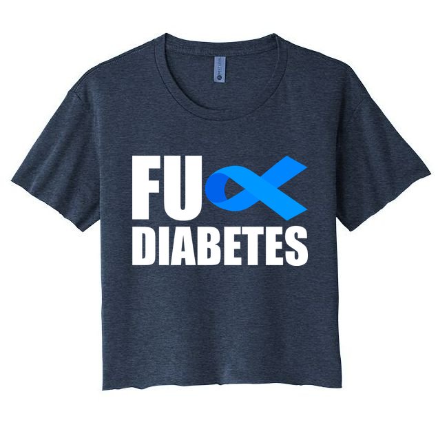 Fuck Diabetes Blue Ribbon Awareness Crop Top