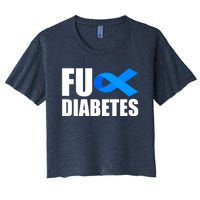 Fuck Diabetes Blue Ribbon Awareness Women's Crop Top Tee