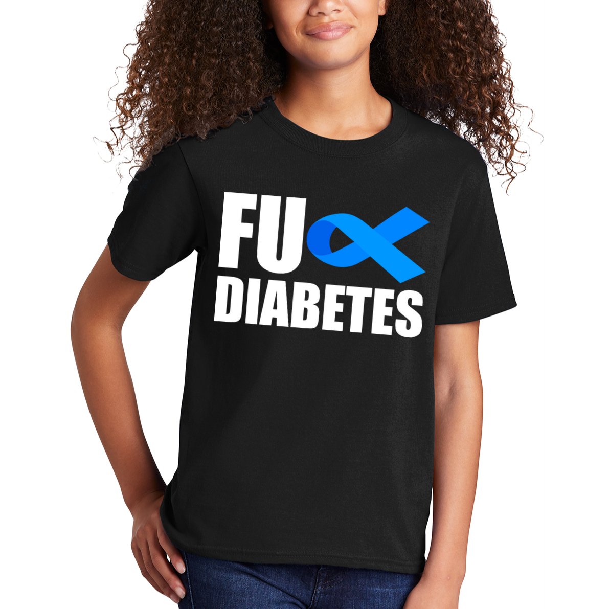 Fuck Diabetes Blue Ribbon Awareness Kids T-Shirt