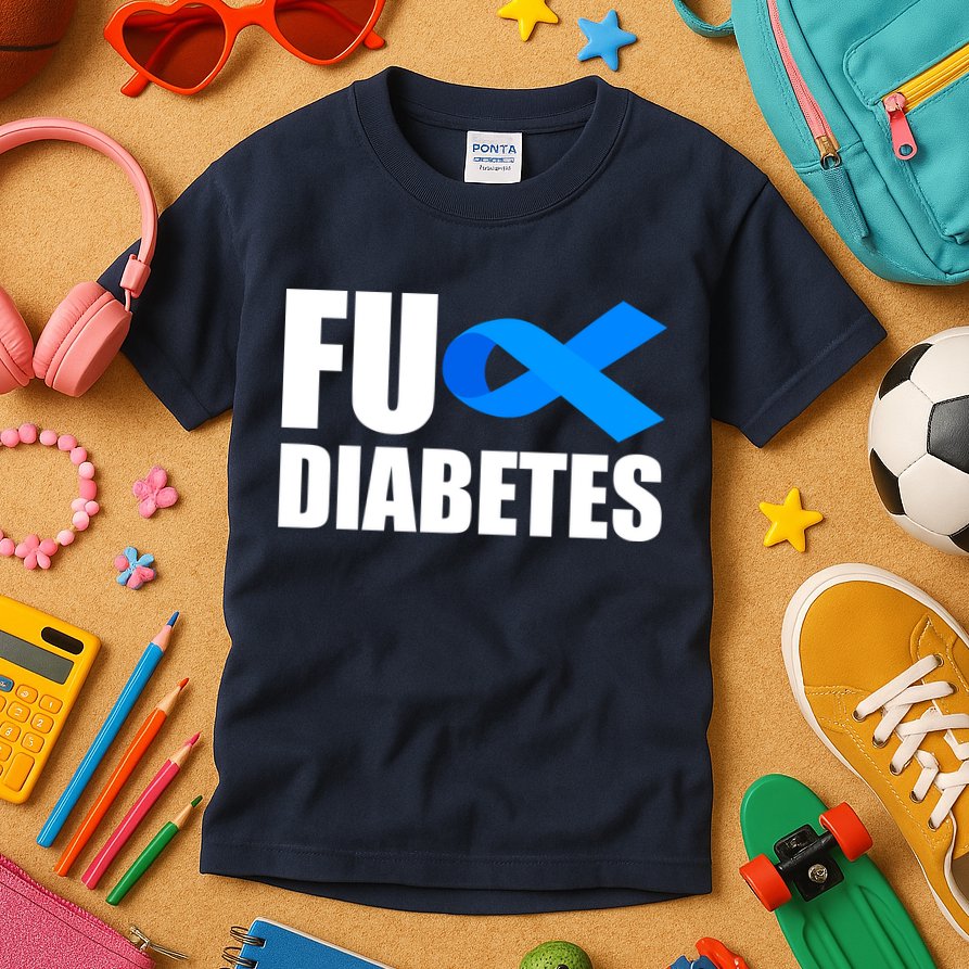 Fuck Diabetes Blue Ribbon Awareness Kids T-Shirt