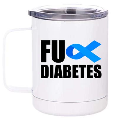 Fuck Diabetes Blue Ribbon Awareness 12 oz Stainless Steel Tumbler Cup