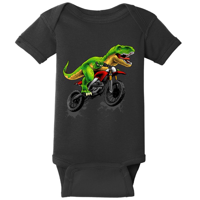 Funny Dirt Bike For Boy Dinosaur Motorcycle Riding Baby Bodysuit