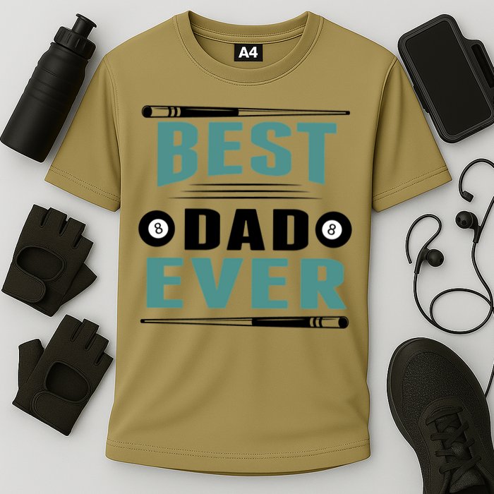 Father's Day Best Dad Ever Funny Pool Players Billiards Gift For Dad Cooling Performance Crew T-Shirt