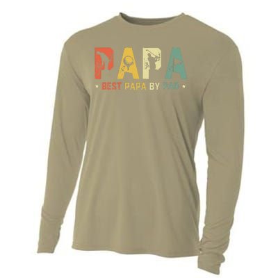 Fathers Day Best Papa By Par Golf Gift Papa Golf Cooling Performance Long Sleeve Crew