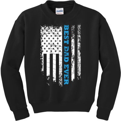 Fathers Day Best Dad Ever With US American Flag Kids Sweatshirt