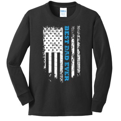 Fathers Day Best Dad Ever With US American Flag Kids Long Sleeve Shirt