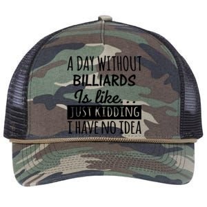 Father's Day Billiards A Day Without Billiards Is Like Gift For Dad Retro Rope Trucker Hat Cap